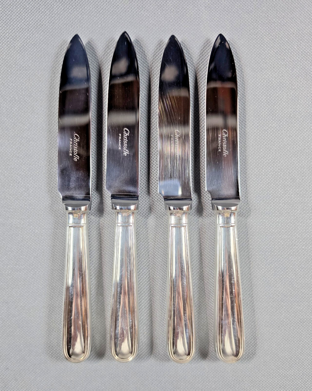 Christofle Albi Silverplate Vintage Fruit Cheese Dessert Knives Set of 4 France
